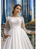 Ivory Lace Satin Box Pleated Wedding Dress
